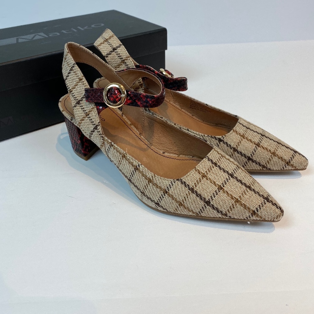 Anthropologie Mary Jane Plaid Snakeskin Slingbacks - Picture 5 of 8